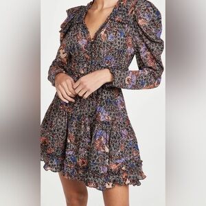 ULLA JOHNSON Julie Long Sleeve Floral Print Mini Dress Size 4